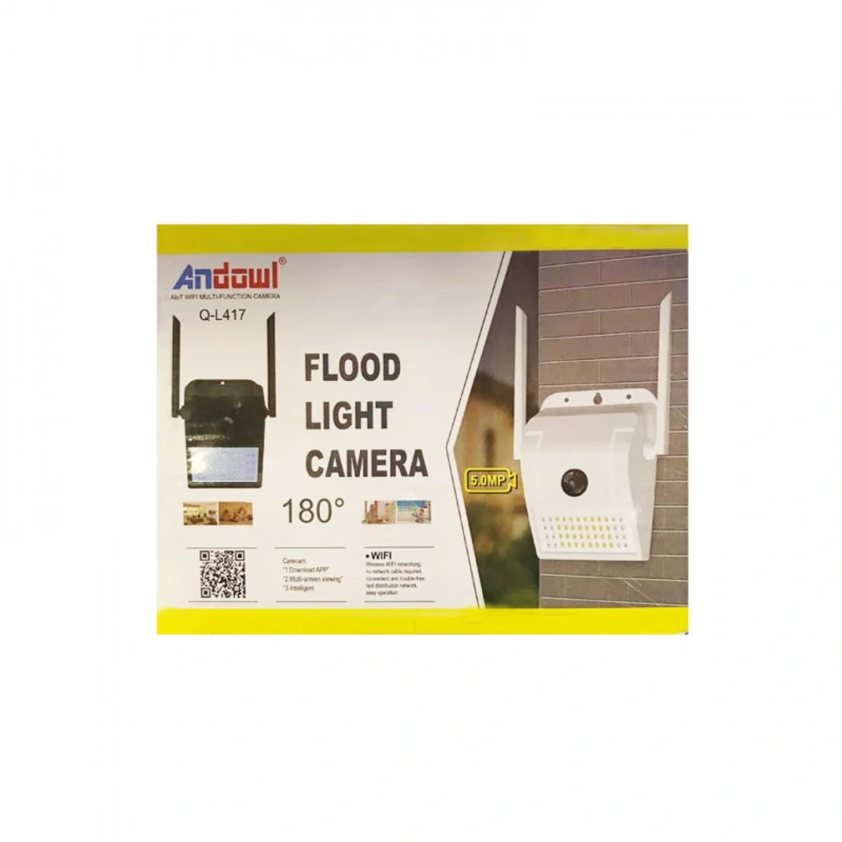 Ασύρματη Κάμερα Παρακολούθησης Andowl Q-L417 με Προβολέα LED/ Flood Light Camera 5MP 1080 HD Wifi