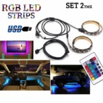 Αδιάβροχη Αυτοκόλλητη RGB Ταινία LED USB 5V με Τηλεχειριστήριο-Σετ 2 τμχ