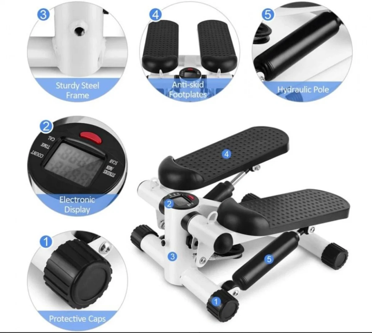 Stepper με Λάστιχα για Εκγύμναση Όλου του Σώματος και LCD Οθόνη, 33x30.5x20 cm
