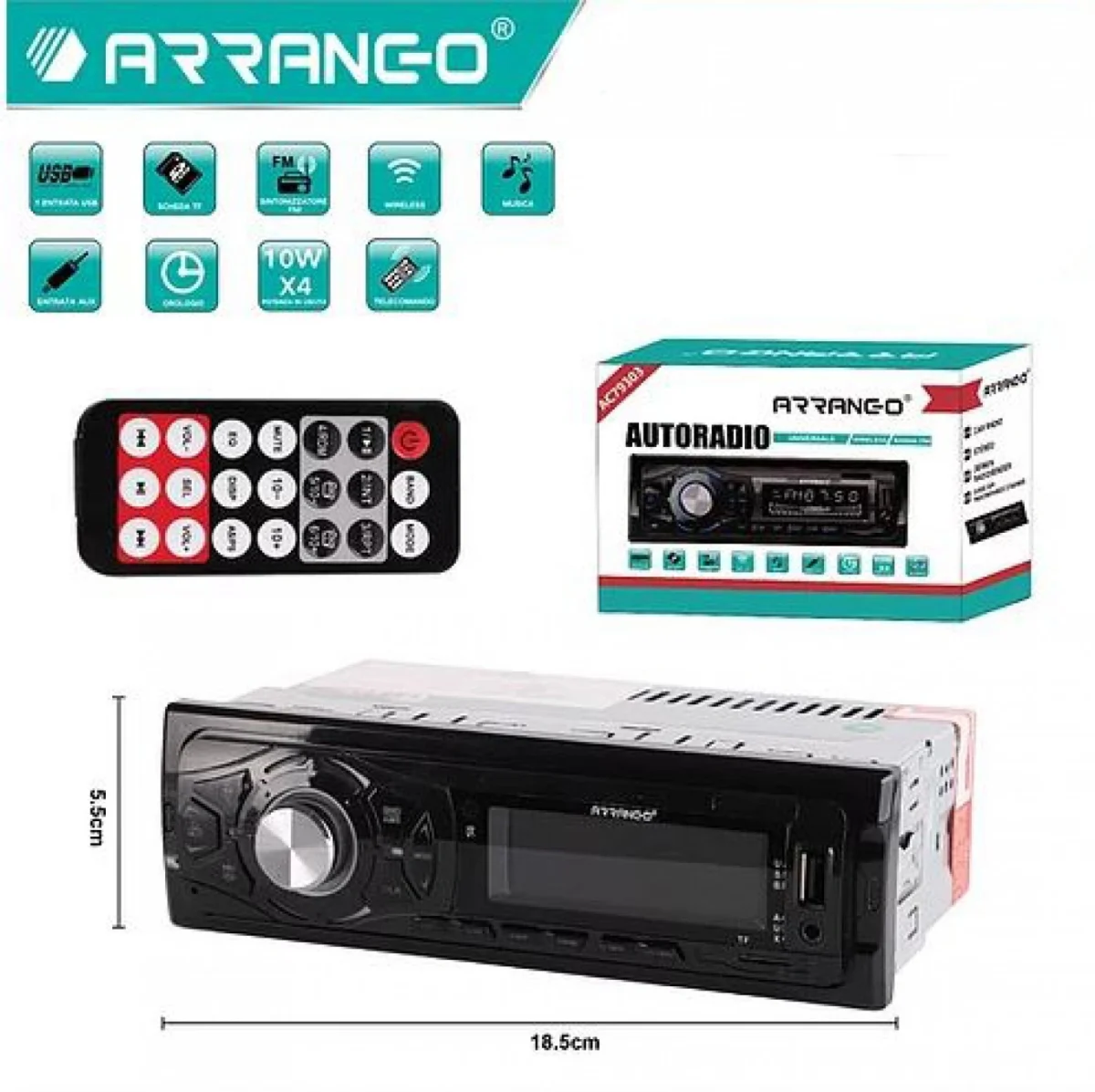 Mp3 Player Αυτοκινήτου AC79303 4x10w με Bluetooth, Είσοδο USB/SD/AUX, Ραδιόφωνο και Χειριστήριο