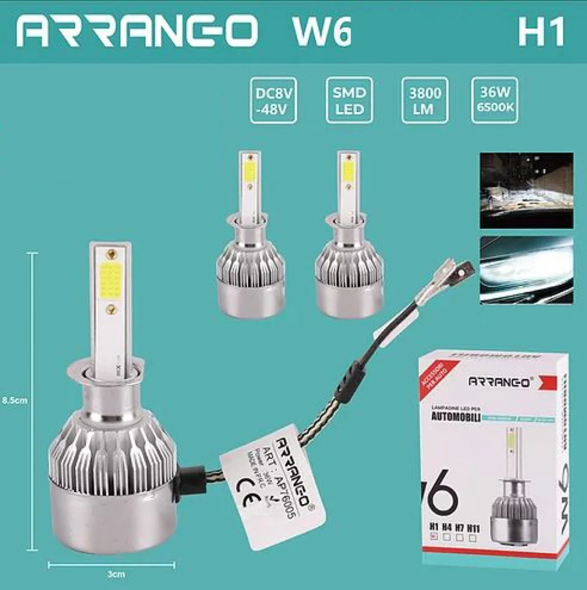 Σετ 2 Τεμάχια Led Λάμπες W6 Αυτοκινήτου SMD 35W H1 3800lm - Led Headlight