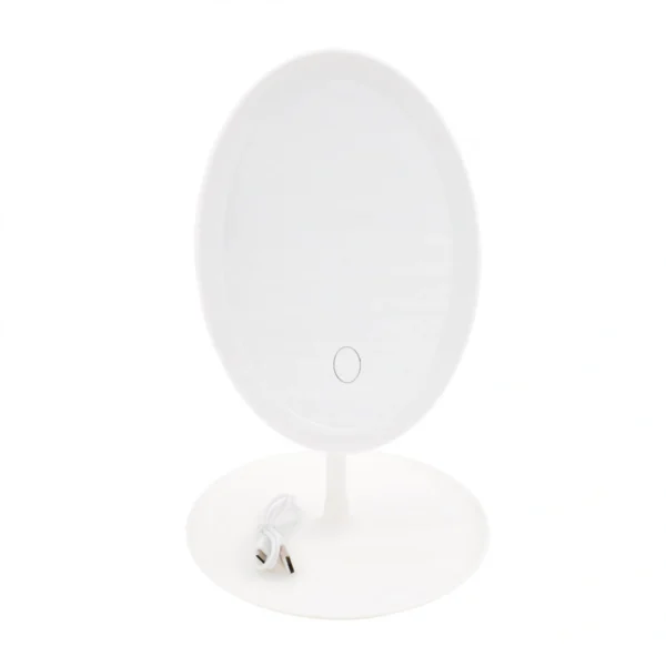 Επαναφορτιζόμενος Οβάλ Καθρέπτης Μακιγιάζ με Στρογγυλή Βάση & Φωτισμό LED USB Andowl Q-T101