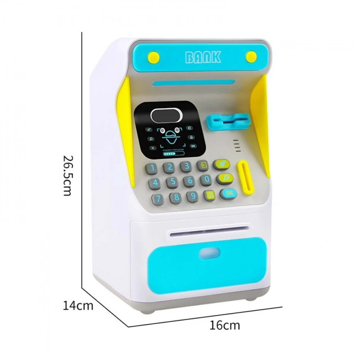 Κουμπαράς Μίνι ΑΤΜ με Ηλεκτρονικό Κλείδωμα Προσώπου, Αυτόματη Κύλιση Χαρτονομισμάτων & Εισαγωγή Κερμάτων