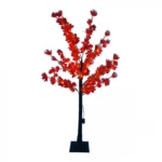 Διακοσμητικό Δέντρο 120εκ με Κόκκινα Φύλλα Οπτικές ϊνες και Φωτισμό Led