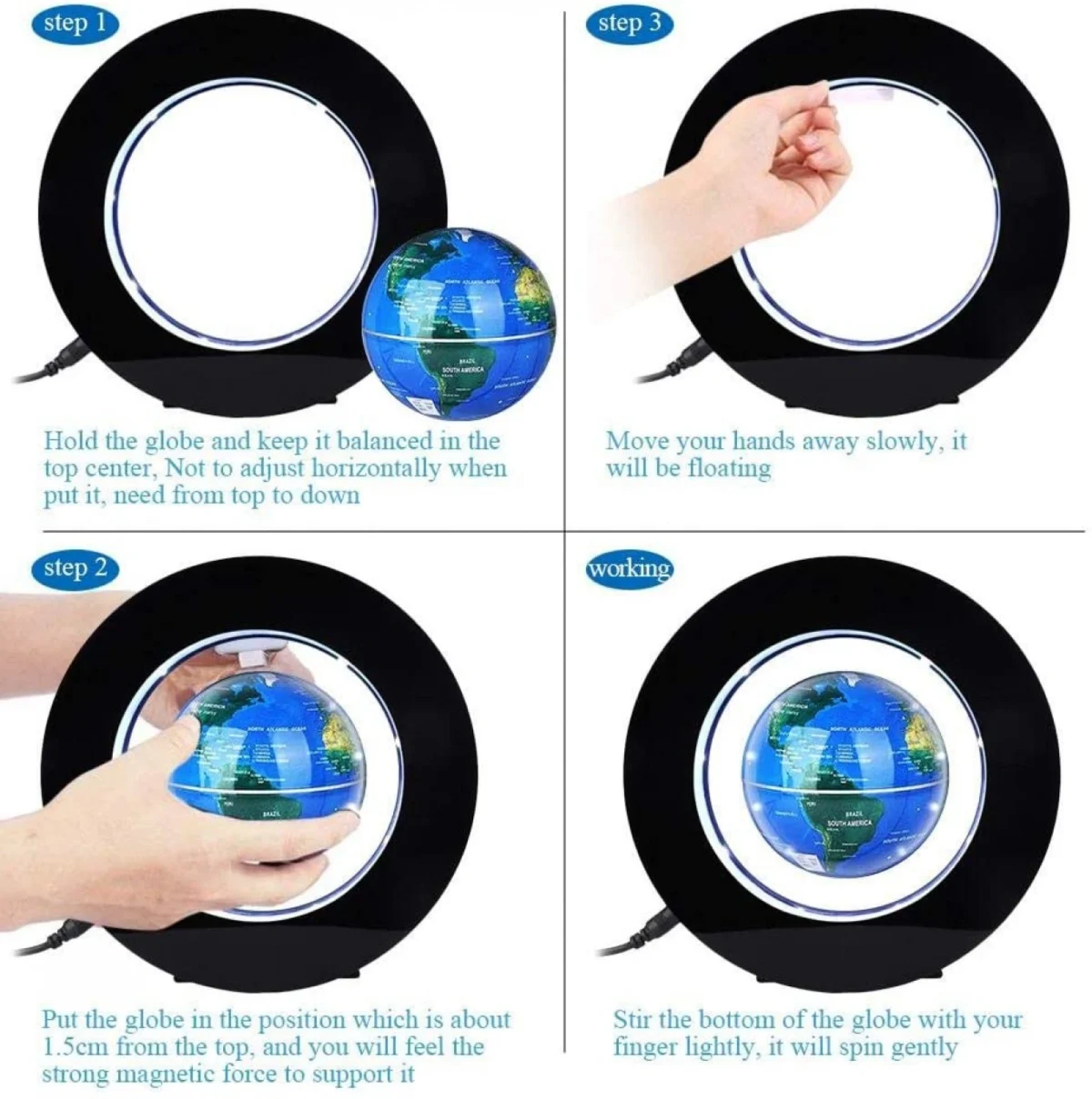 Μαγνητική Αιωρούμενη Περιστρεφόμενη Υδρόγειος Σφαίρα - Round Magnetic Levitation Globe