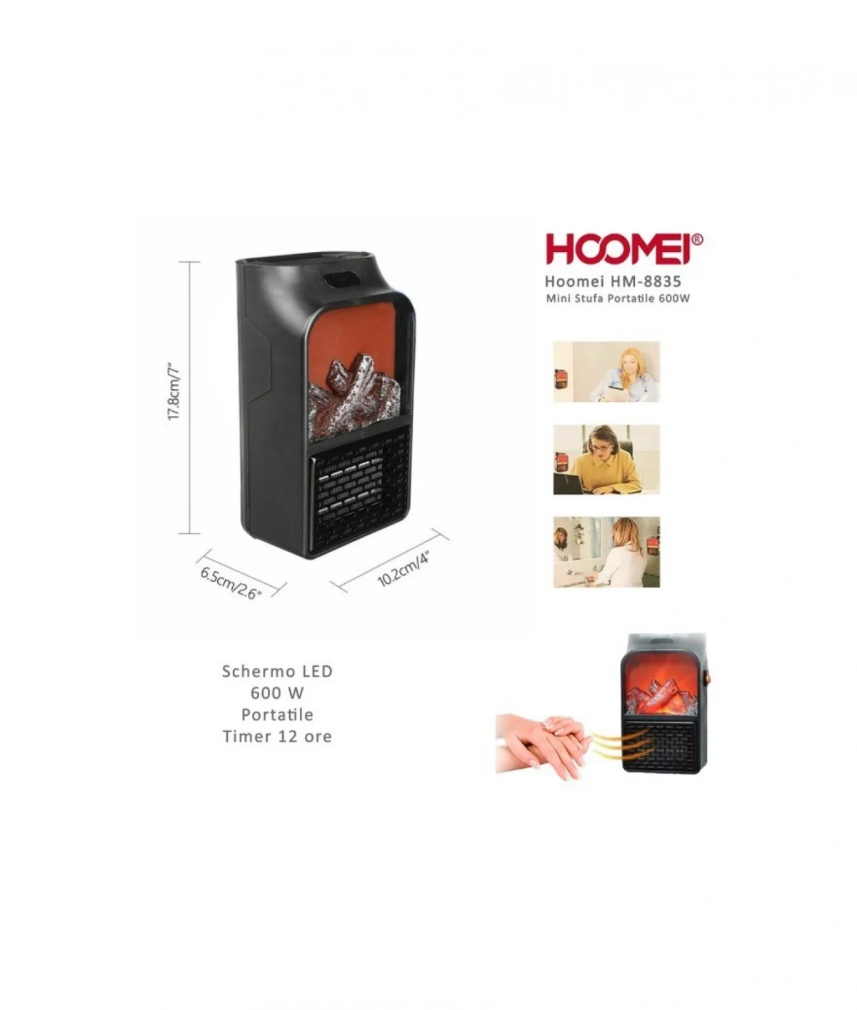 Hoomei HM-8835 Αερόθερμο Τολιχου 600W