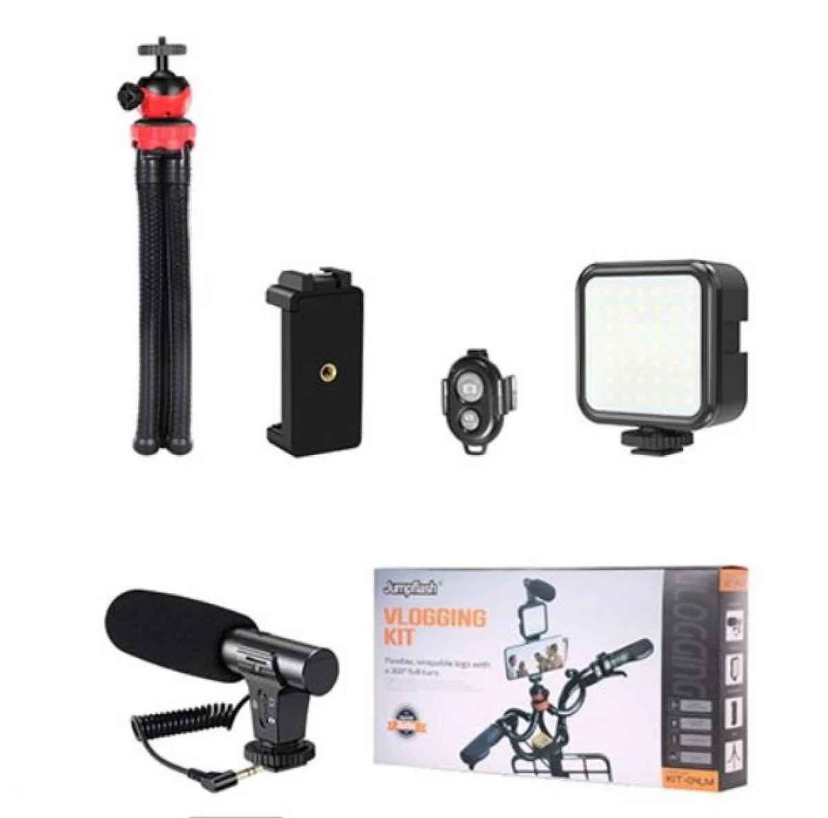 Vlogging Kit 04LM με Τρίποδο Χταπόδι, βάση Κινητού, Φωτισμό Led και Μικρόφωνο
