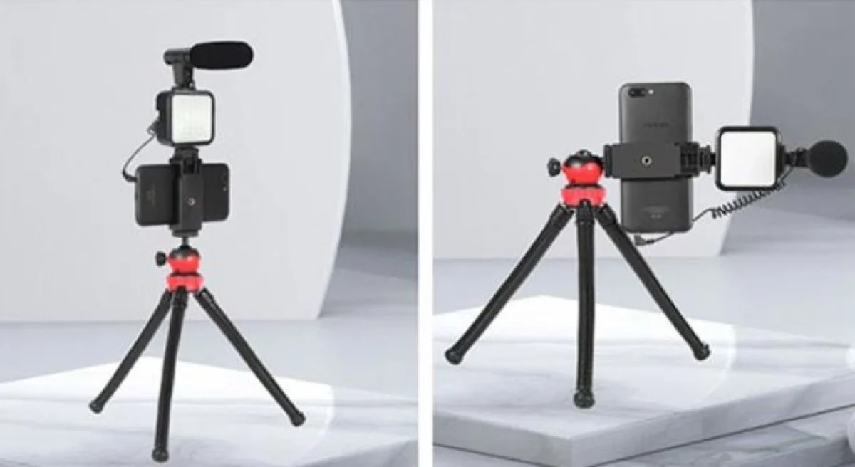 Vlogging Kit 04LM με Τρίποδο Χταπόδι, βάση Κινητού, Φωτισμό Led και Μικρόφωνο