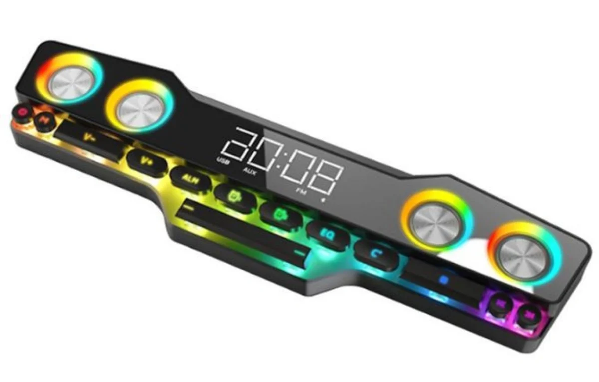 V18 Ηχείο Υπολογιστή με RGB Φωτισμό και Bluetooth Ισχύος 16Watts σε Μαύρο Χρώμα