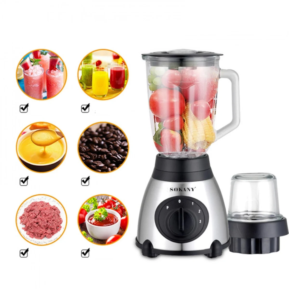 Ηλεκτρικό Μπλέντερ SOKANY SK-144 450W Inox Blender