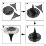 Σετ Ηλιακό Καρφωτό - Χωνευτό Φωτιστικό με 8 LED Κήπου με Αισθητήρα Φωτός - 4 Τεμάχια
