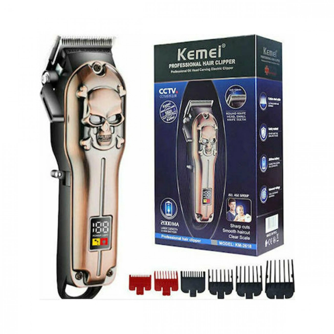 Αδιάβροχη Επαγγελματική Επαναφορτιζόμενη Κουρευτική & Ξυριστική Μηχανή - Trimmer KEMEI KM-2618 - Σχέδιο Skull/Νεκροκεφαλή Αδιάβροχη Επαγγελματική Επαναφορτιζόμενη Κουρευτική & Ξυριστική Μηχανή - Trimmer KEMEI KM-2618 - Σχέδιο Skull/Νεκροκεφαλή