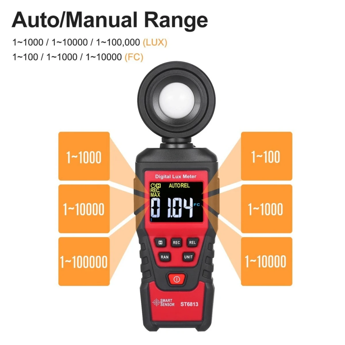 Ψηφιακός Μετρητής Φωτεινότητας-Φωτόμετρο Χειρός με LCD Έγχρωμη Οθόνη ST-6813 Smart Sensor