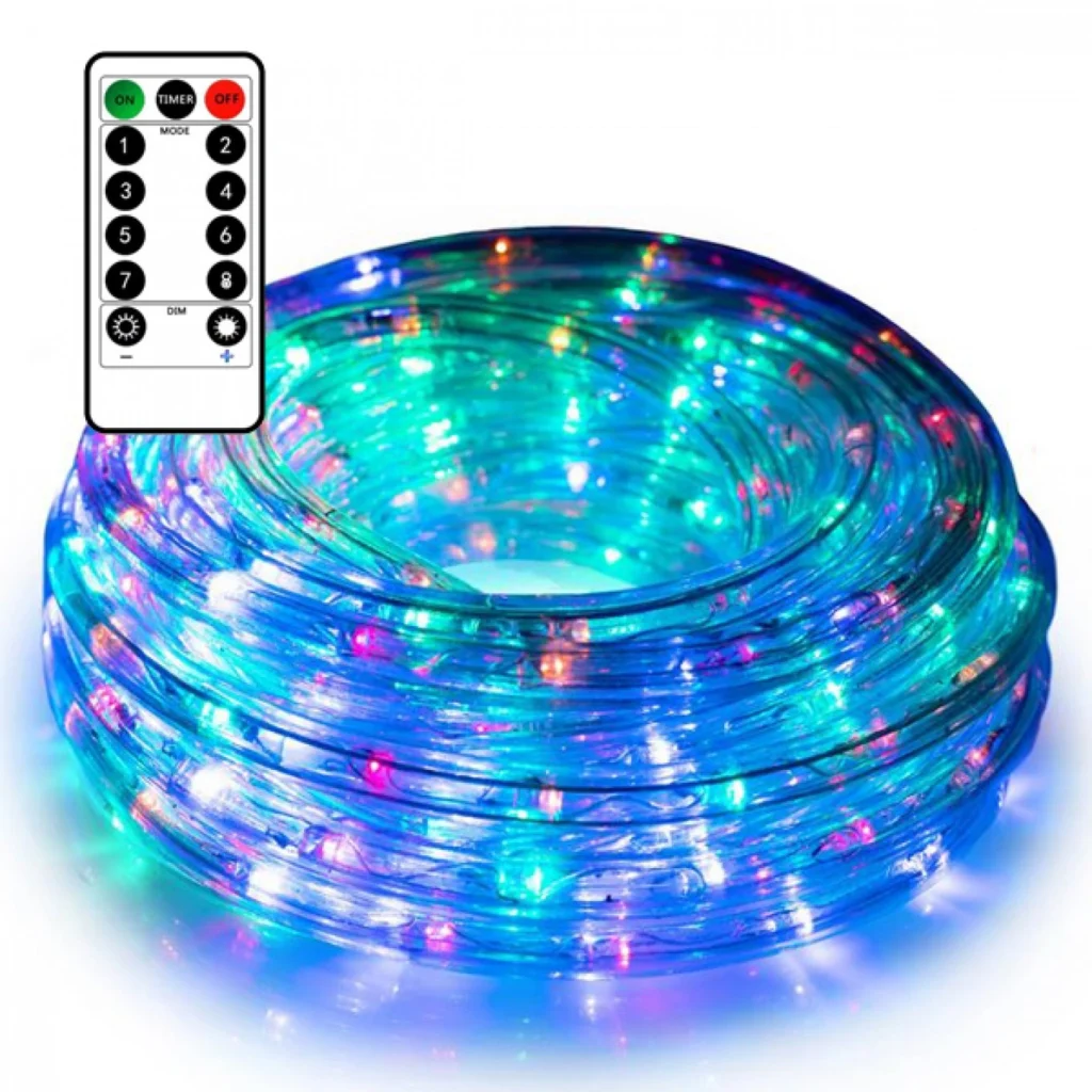 Φωτοσωλήνας Led 20m με Τηλεχειριστήριο και RGB Πολύχρωμο Φως - Χριστουγεννιάτικα Λαμπάκια