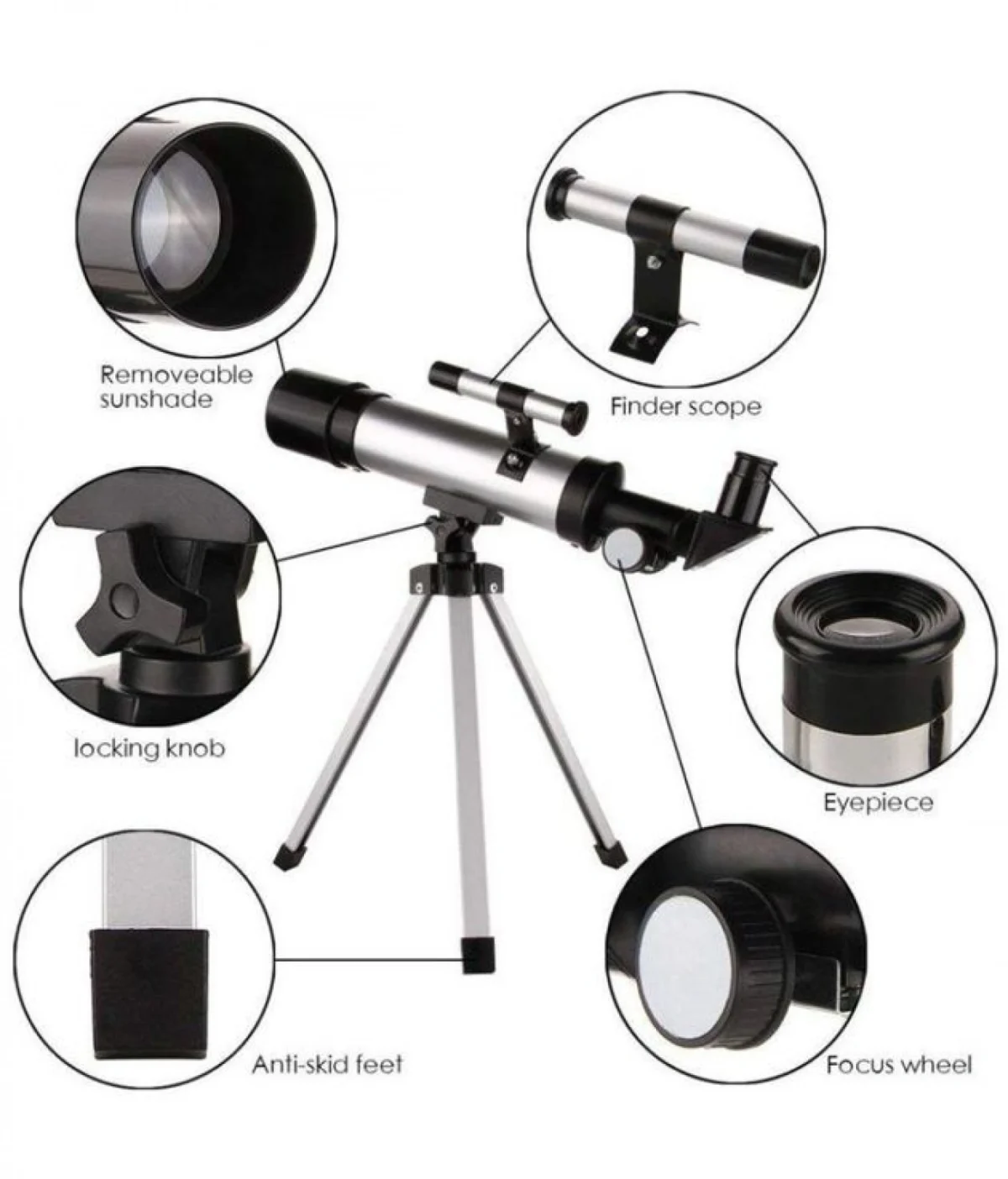 Ερασιτεχνικό Αστρονομικό Τηλεσκόπιο με Zoom 90x, Τρίποδο & Διόπτρα για Παιδιά και Αρχάριους