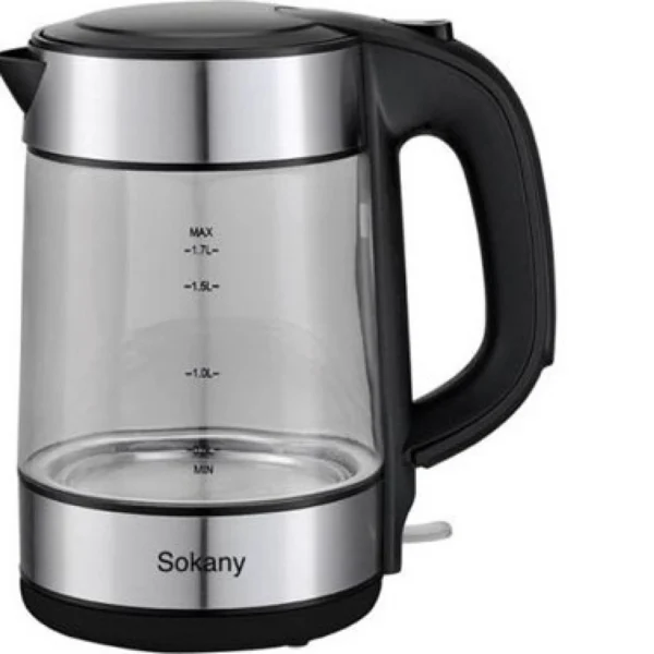 Ηλεκτρικός Διάφανος Βραστήρας - Sokany FK-1509 Electric Kettle 1.7lt