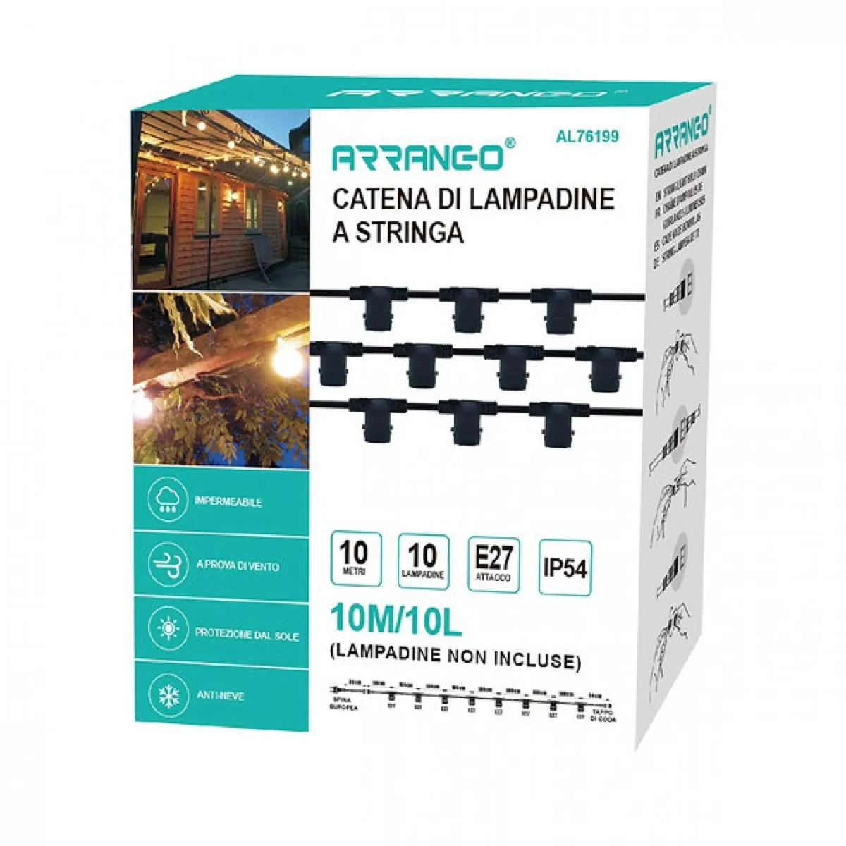 Αδιάβροχη Γιρλάντα με 10 Ντουί E27 10m