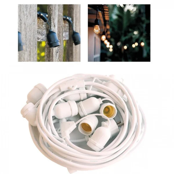 Αδιάβροχη Γιρλάντα με 10 Κρεμαστά Ντουί E27 10m Λευκή