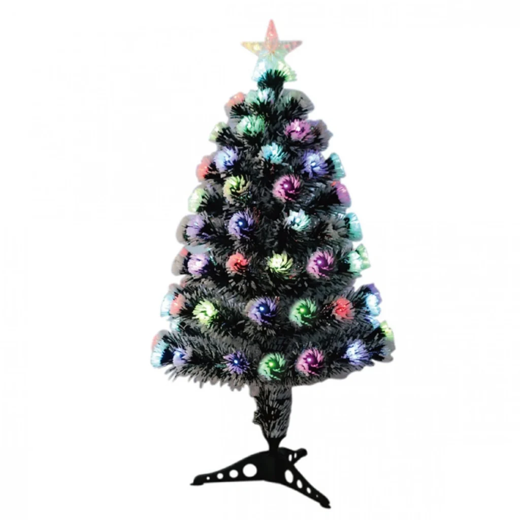 Αυτοφωτιζόμενο Χιονισμένο Χριστουγεννιάτικο Δέντρο Οπτικής ίνας & Λαμπάκια LED 90εκ. Snow Frosted Fiber Optic Christmas Tree