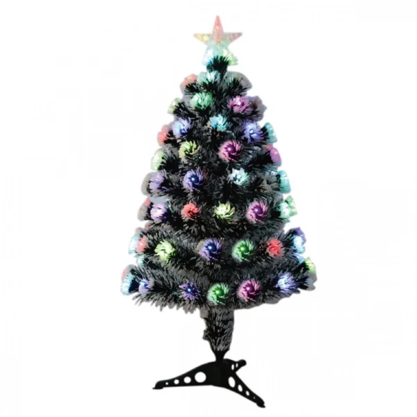 Αυτοφωτιζόμενο Χιονισμένο Χριστουγεννιάτικο Δέντρο Οπτικής ίνας & Λαμπάκια LED 90εκ. Snow Frosted Fiber Optic Christmas Tree