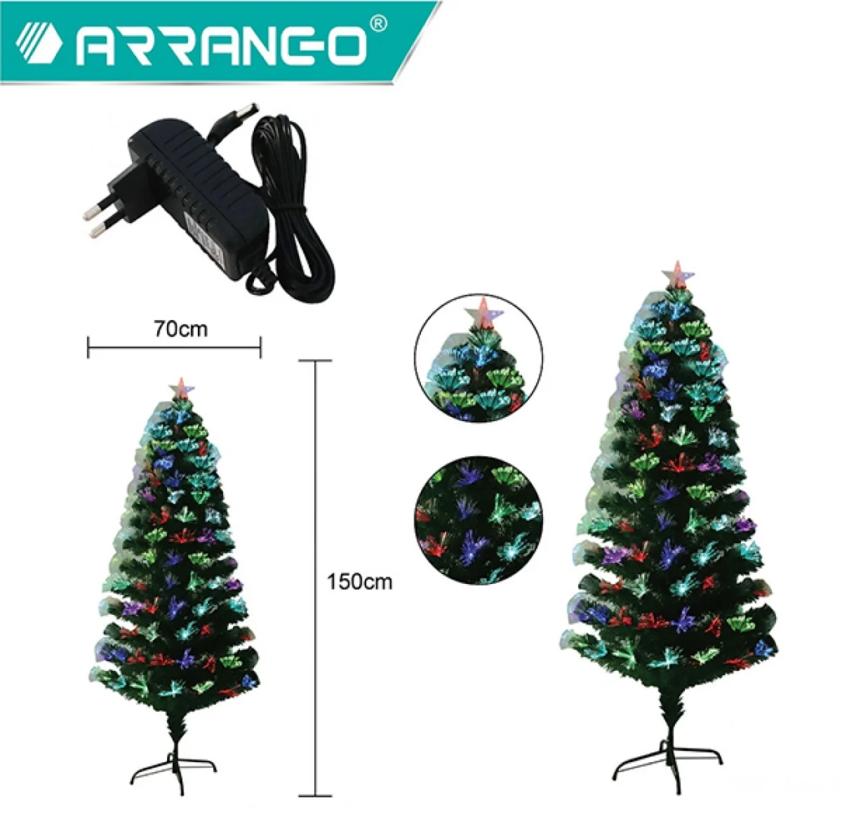 Deluxe Αυτοφωτιζόμενο Χριστουγεννιάτικο Δέντρο 150εκ Οπτικής Ίνας με 180 Κλαδιά