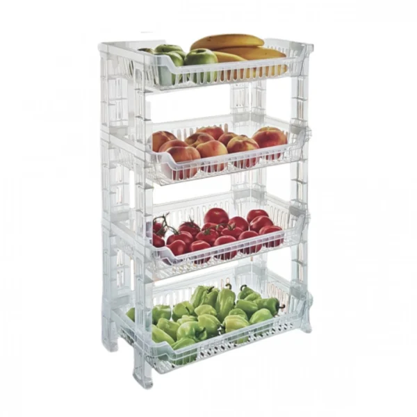 Αποθηκευτική Ραφιέρα με 4 Ράφια Πλαστική - Four Layers Storage Shelf Διάφανη