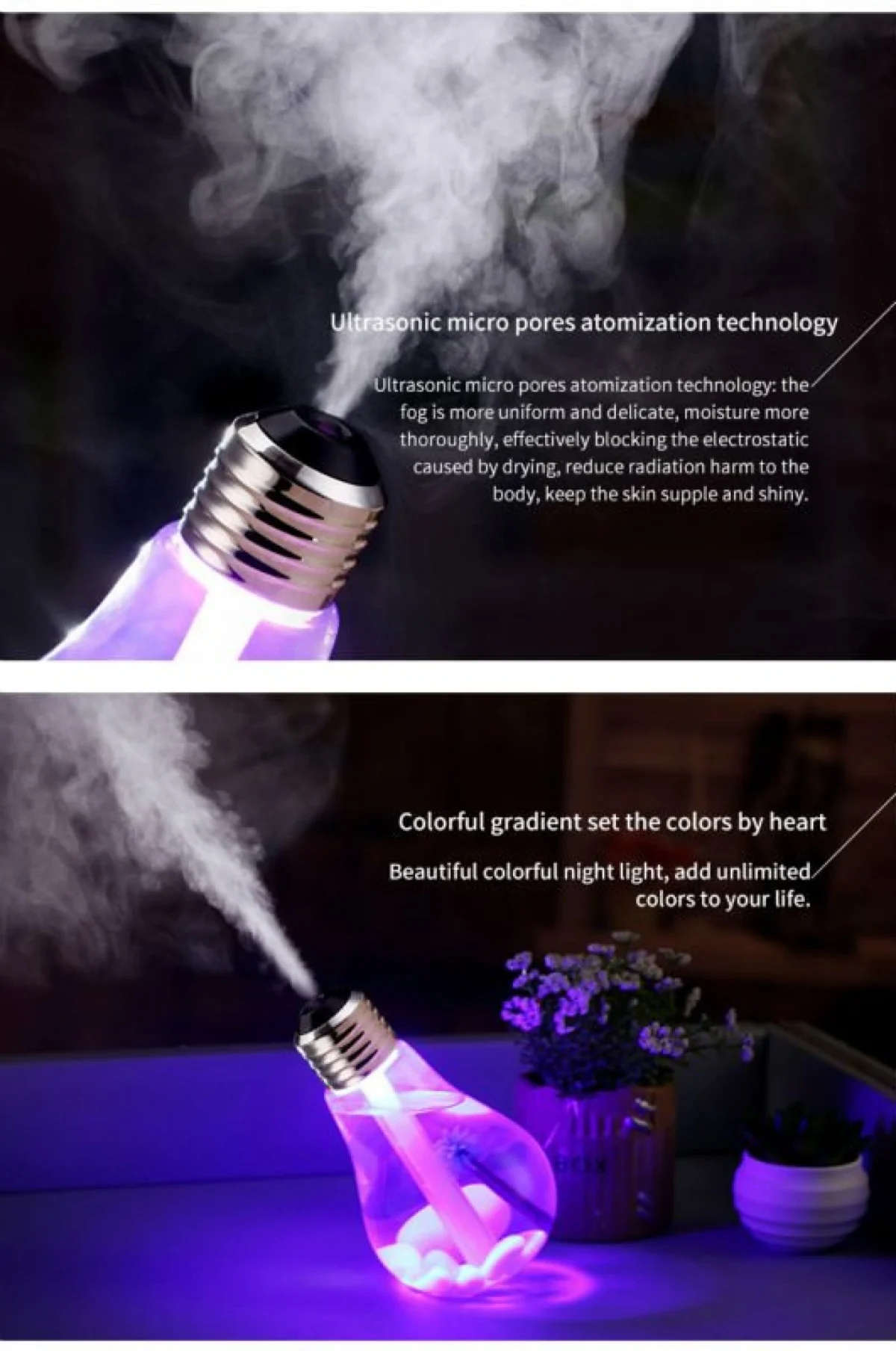 Διακοσμητικός Λαμπτήρας Υγραντήρας Υπερήχων USB & Συσκευή Αρωματοθεραπείας με Φωτισμό LED