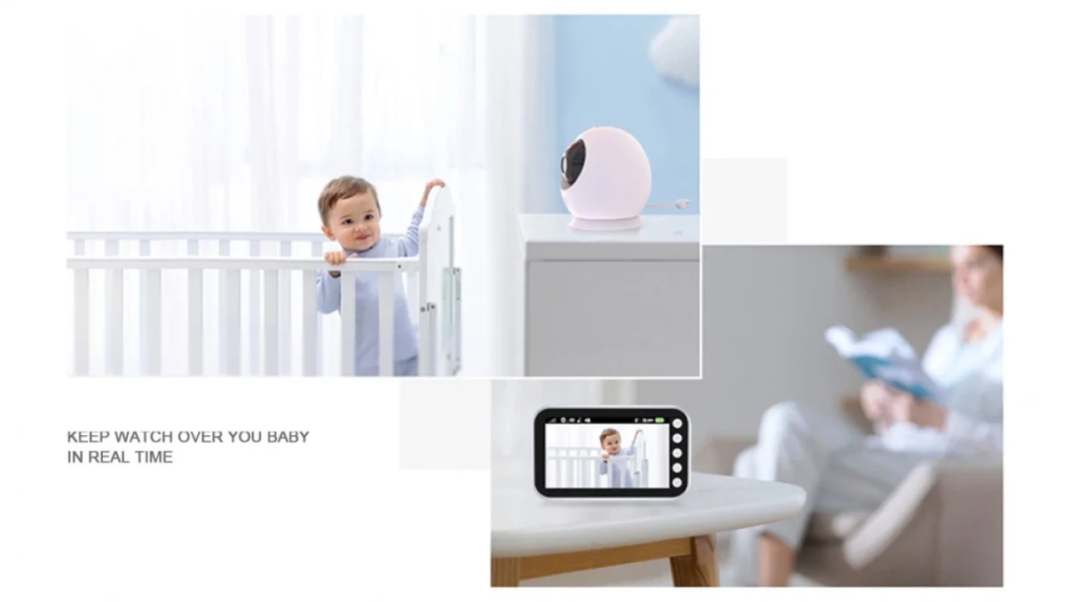 Σύστημα Παρακολούθησης με Κάμερα, Έγχρωμη Οθόνη LCD 4.5", Ενδοεπικοινωνία για Μωρά, Νυχτερινή Όραση, Ανίχνευση Θερμοκρασίας , Ενσωματωμένο Μικρόφωνο & Νανουρίσματα