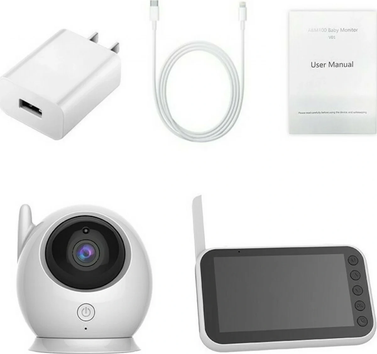 Σύστημα Παρακολούθησης με Κάμερα, Έγχρωμη Οθόνη LCD 4.5", Ενδοεπικοινωνία για Μωρά, Νυχτερινή Όραση, Ανίχνευση Θερμοκρασίας , Ενσωματωμένο Μικρόφωνο & Νανουρίσματα