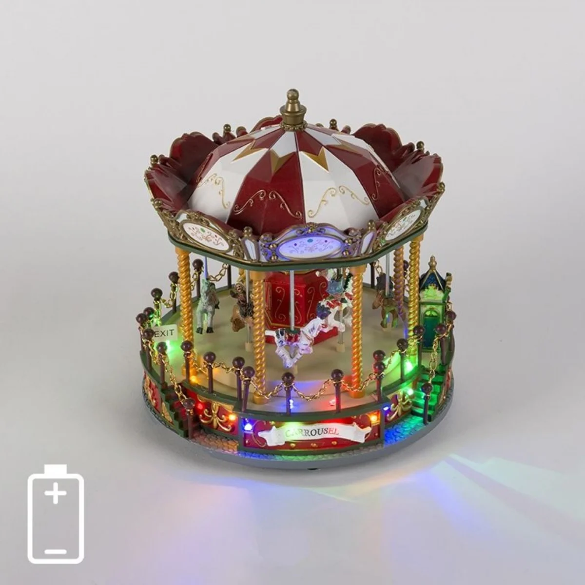 Χριστουγεννιάτικο Carousel LED Πολύχρωμο με Μουσική και Κίνηση 25cm