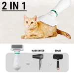 Pet Grooming Dryer Slicker 2 σε1 Βούρτσα με Ενσωματωμένο Στεγνωτήρα