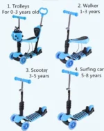 Πρωτοποριακό Παιδικό Πατίνι & Περπατούρα 5 σε 1 με 3 Τροχούς LED Glider Scooter Plus