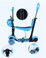 Πρωτοποριακό Παιδικό Πατίνι & Περπατούρα 5 σε 1 με 3 Τροχούς LED Glider Scooter Plus