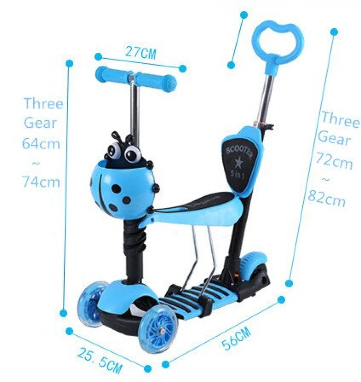 Πρωτοποριακό Παιδικό Πατίνι & Περπατούρα 5 σε 1 με 3 Τροχούς LED Glider Scooter Plus