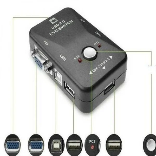 Επιλογέας VGA 2 PC σε 1 Οθόνη & Παράλληλη Σύνδεση με USB, Πληκτρολόγιο, Ποντίκι & Flash Memory