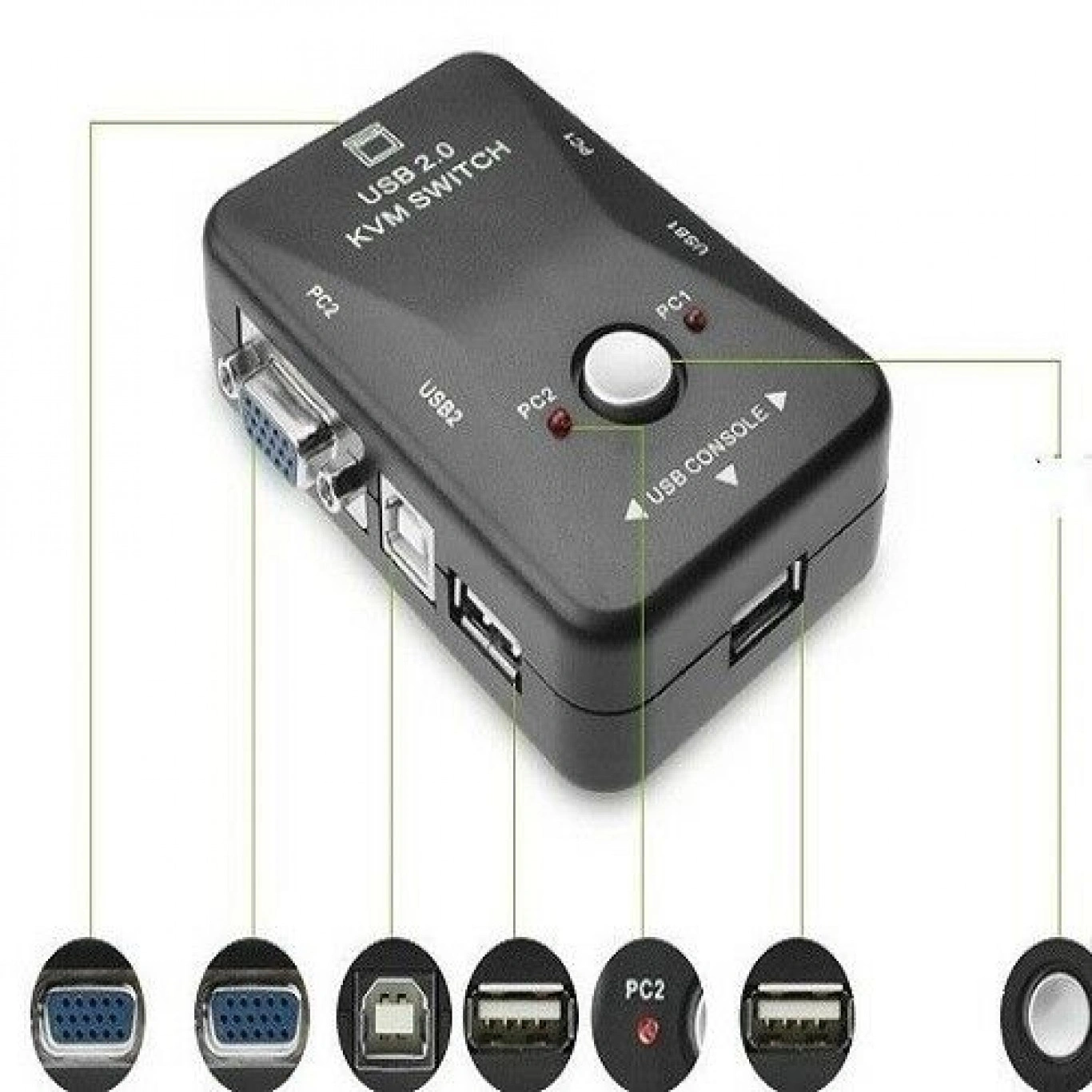 Επιλογέας VGA 2 PC σε 1 Οθόνη & Παράλληλη Σύνδεση με USB, Πληκτρολόγιο, Ποντίκι & Flash Memory Επιλογέας VGA 2 PC σε 1 Οθόνη & Παράλληλη Σύνδεση με USB, Πληκτρολόγιο, Ποντίκι & Flash Memory