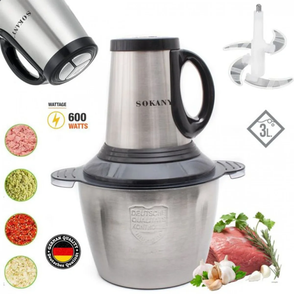 Ηλεκτρικός Πολυκόφτης Μπλέντερ Multi Blender 600W με Λεπίδες από Ανοξείδωτο Ατσάλι SOKANY SK-7011