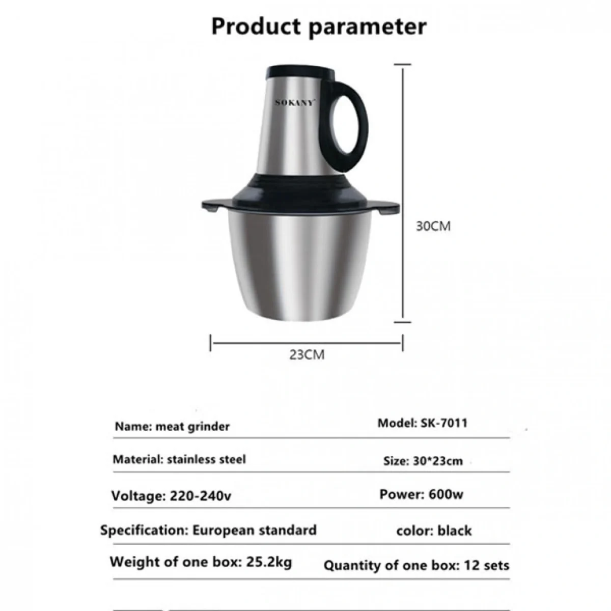 Ηλεκτρικός Πολυκόφτης Μπλέντερ Multi Blender 600W με Λεπίδες από Ανοξείδωτο Ατσάλι SOKANY SK-7011