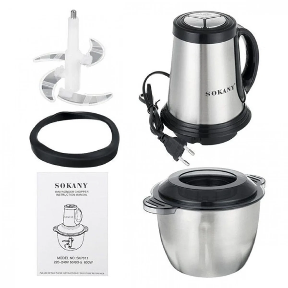 Ηλεκτρικός Πολυκόφτης Μπλέντερ Multi Blender 600W με Λεπίδες από Ανοξείδωτο Ατσάλι SOKANY SK-7011