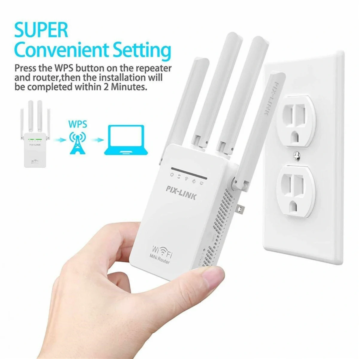 Ασύρματο WiFi N Router/Repeater 300Mbps Pix-Link LV-WR09