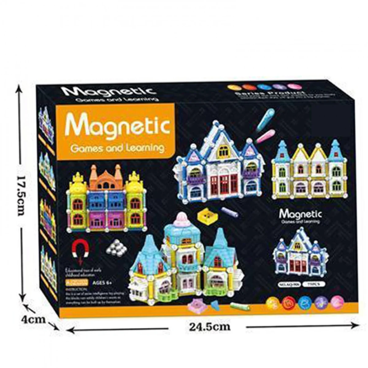 Μαγνητικό Σετ Κατασκευής Σπιτιών Παιχνίδι - Τουβλάκια για Κατασκευές 75τμχ - Magnetic House Constructions