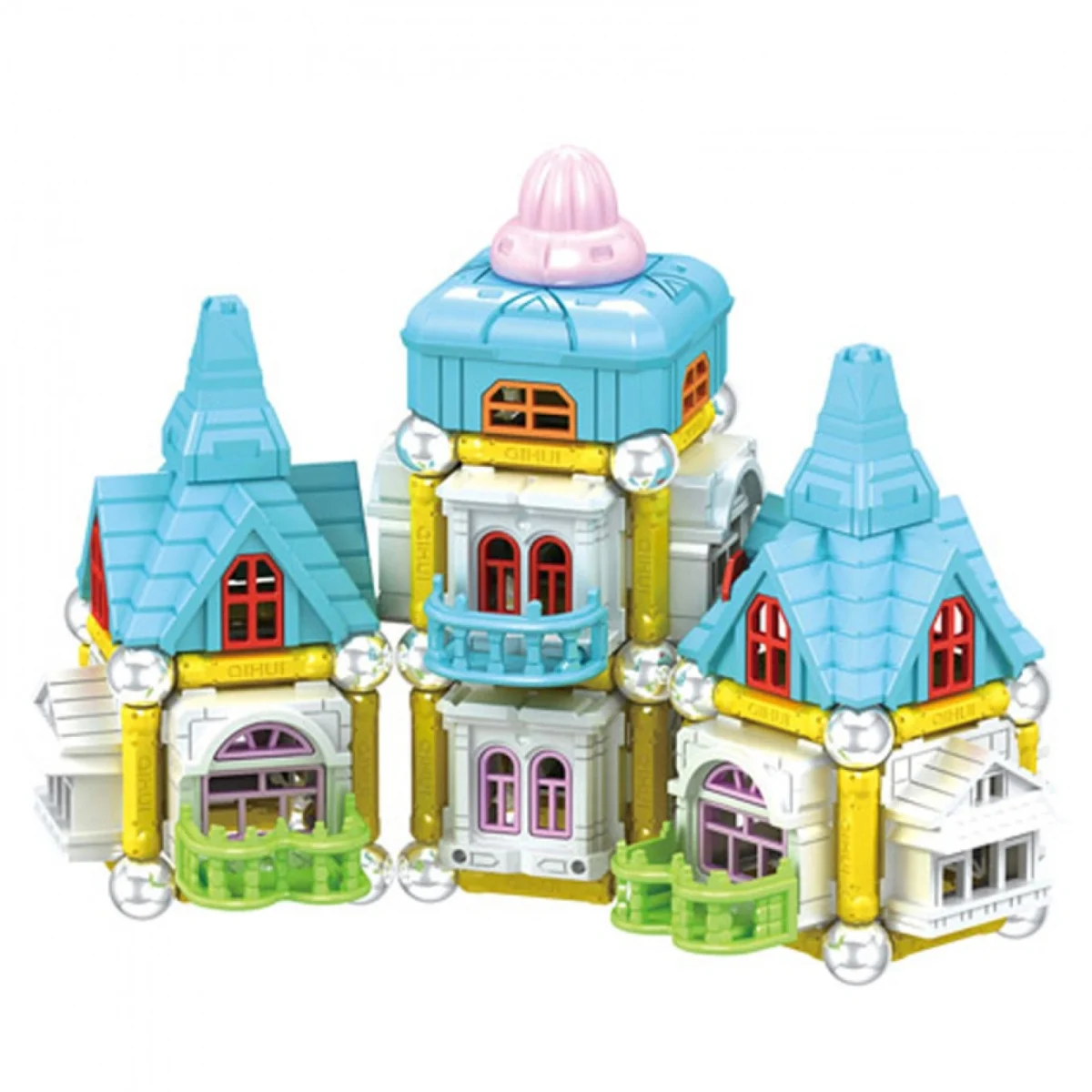 Μαγνητικό Σετ Κατασκευής Σπιτιών Παιχνίδι - Τουβλάκια για Κατασκευές 75τμχ - Magnetic House Constructions