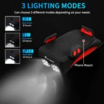 Αδιάβροχη USB Επαναφορτιζόμενη Βάση Κινητού Powerbank, Κόρνα & Φως Πορείας - Φακός LED 800lm Ποδηλάτου - LED Bicycle Horn Lamp OEM