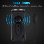 Αδιάβροχη USB Επαναφορτιζόμενη Βάση Κινητού Powerbank, Κόρνα & Φως Πορείας - Φακός LED 800lm Ποδηλάτου - LED Bicycle Horn Lamp OEM