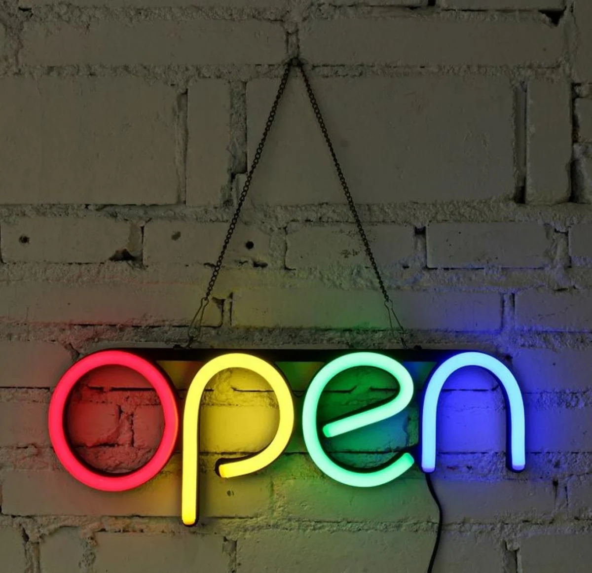 Led Φωτιζόμενη Διαφημιστική Πινακίδα Retro Τύπου Neon "OPEN"