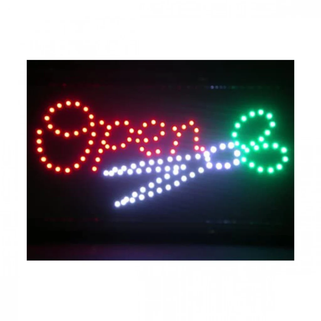 Led Φωτιζόμενη Διαφημιστική Πινακίδα "OPEN" για Κουρείο