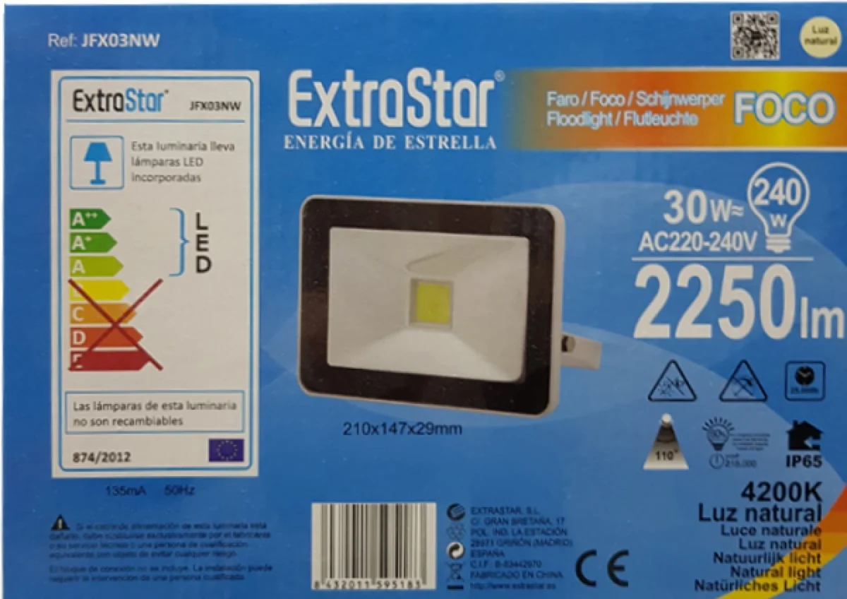 Αδιαβροχος Προβολέας Extrastar SMD/LED 30W 4200K IP65