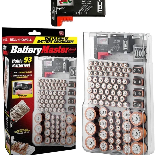 Επιτοίχια Θήκη για 93 Μπαταρίες με Ελεγκτή Μπαταριών - Για AAA, AA, C, D, 9V, Flat