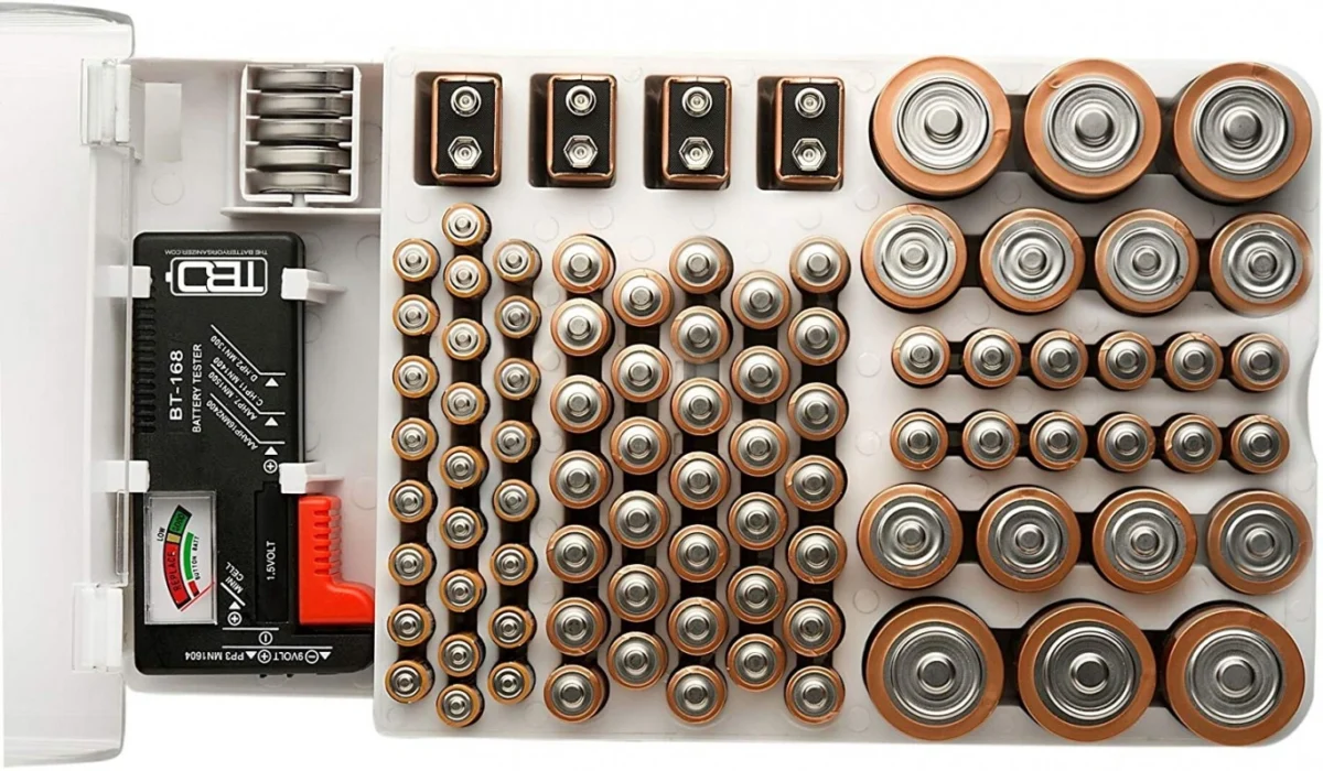 Επιτοίχια Θήκη για 93 Μπαταρίες με Ελεγκτή Μπαταριών - Για AAA, AA, C, D, 9V, Flat