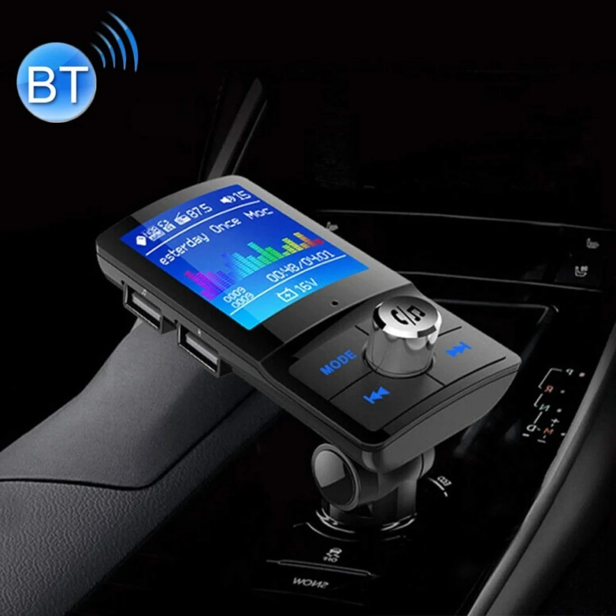 Bluetooth Fm Transmitter Αναμεταδοτής Κινητού στα Ηχεία Αυτοκινήτου & Φορτιστής με 2 USB Θύρες.